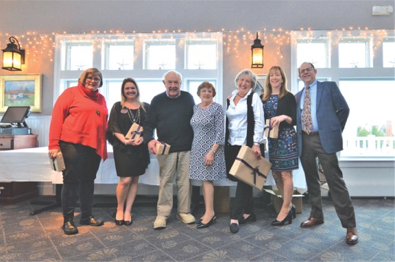 Gallo Realty anniversary awardees shown are (l-r) five years, Donna Whiteside and Adrienne Klase; 30 years, Norman Price; company owner Bette Gallo; 10 years, Barbara Morales; 25 years, Tricia Ratner and company broker and Vice President Andrew Ratner. Not shown are five years, Ted Searle; five years, Edie Page; and 15 years, Patsy Carpenter.
